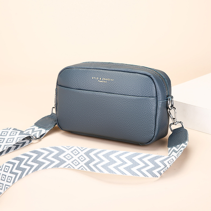 Womens Fashion Simple First Layer Leather One-shoulder Crossbody Bag